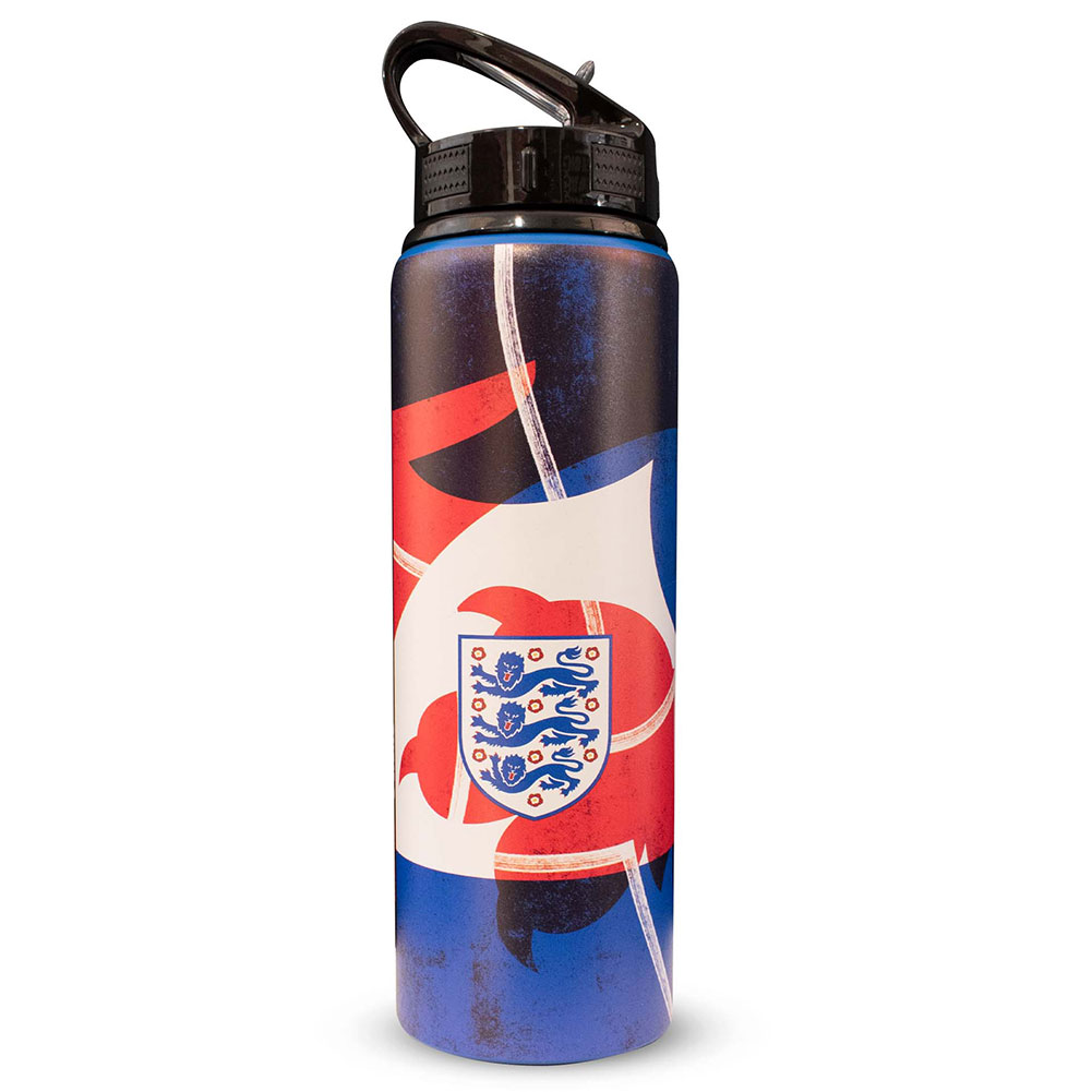 England FA 750ml aluminium drinks bottle with a vibrant 3 Lions design and a full colour England FA crest