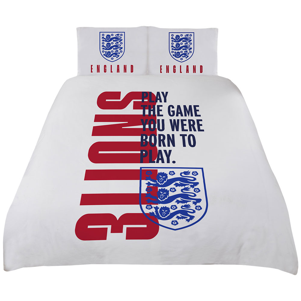 England FA double duvet cover with a 3 Lions design, a large England crest and crest pillowcases