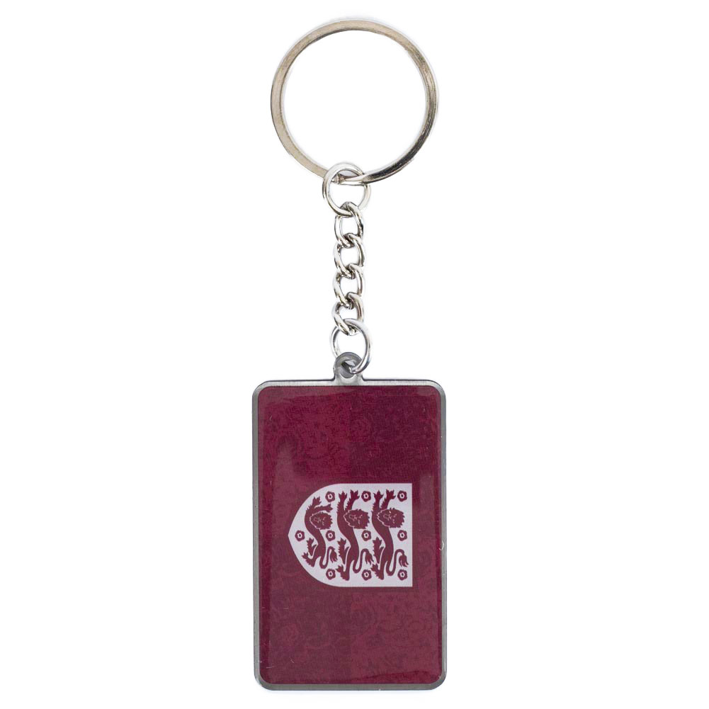 England FA Lionesses rectangular metal keyring with full colour enamel infill and a silver style finish