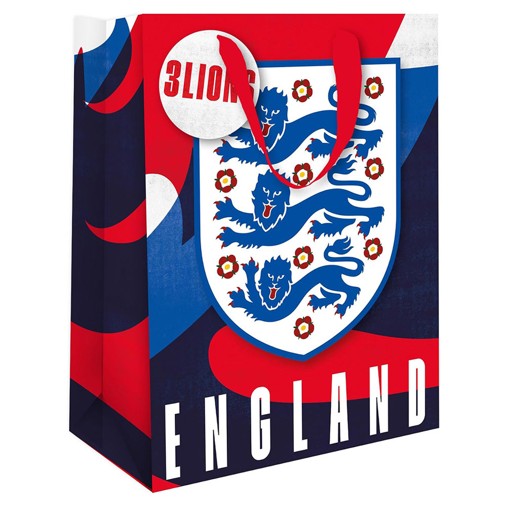 England FA medium colour card gift bag with a full colour England crest and woven string handles