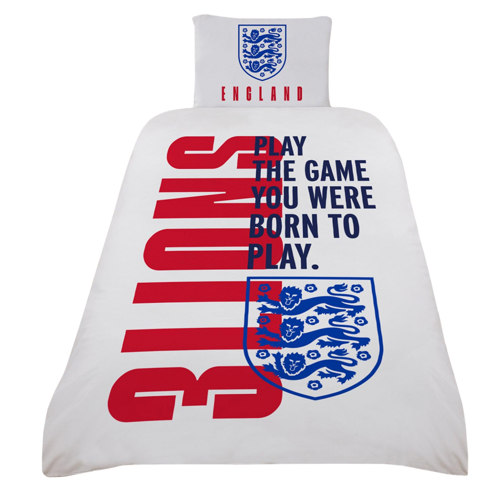 England FA single duvet cover with a 3 Lions design, a large England crest and a crest pillowcase