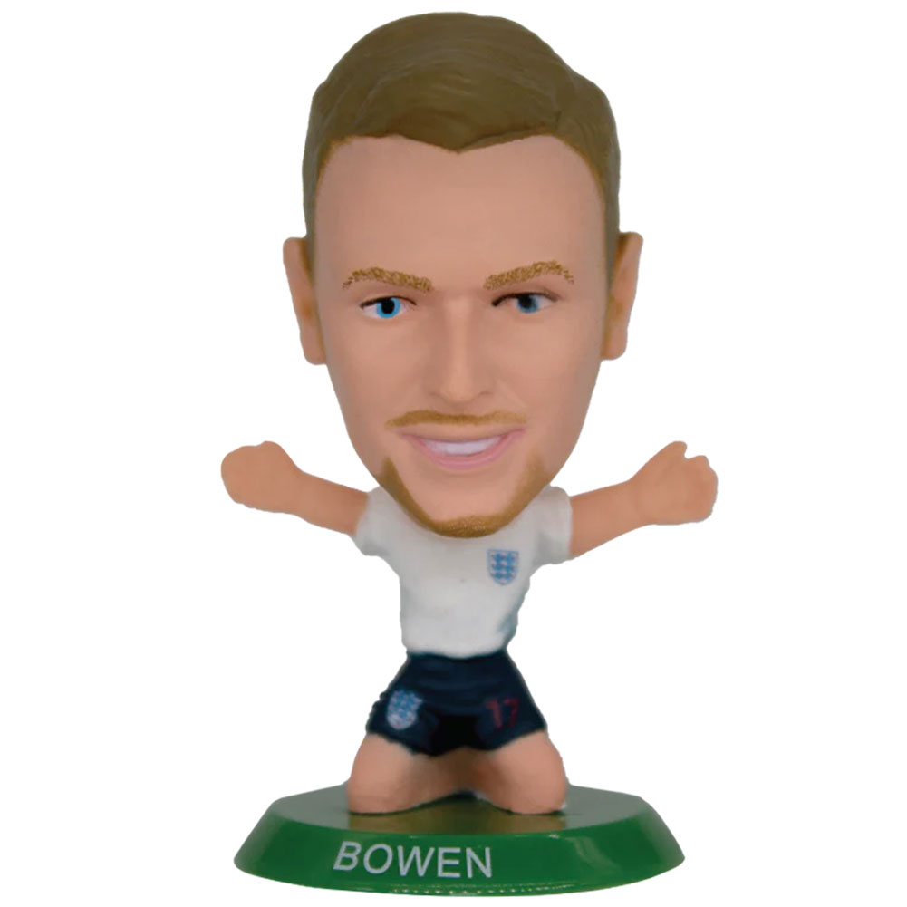 England FA SoccerStarz Jarrod Bowen collectable figure in the classic home kit on a green base