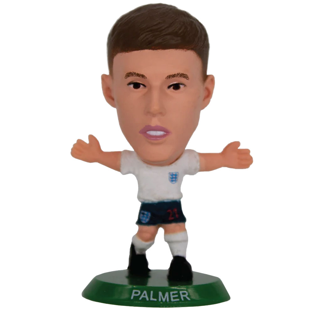 England SoccerStarz Cole Palmer collectable figure in the classic home kit on a green base