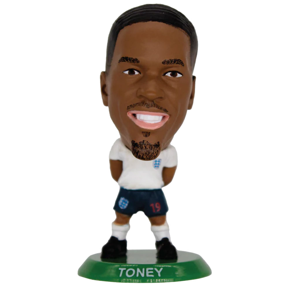 England SoccerStarz Ivan Toney collectable figure in the classic home kit on a green base
