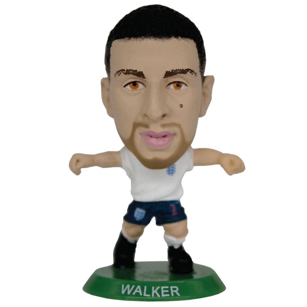 England SoccerStarz Kyle Walker collectable figure in the classic home kit on a green base