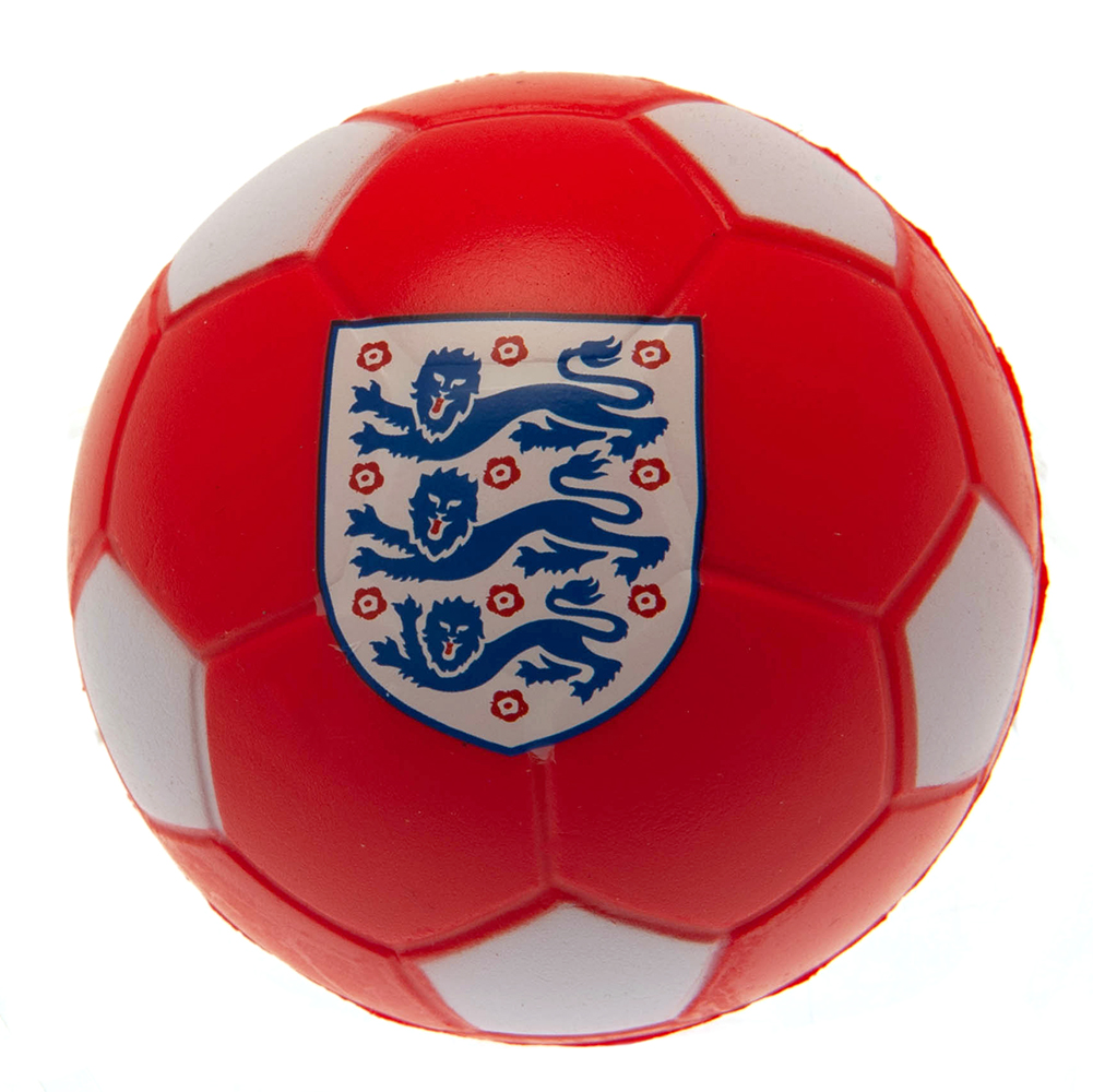 Red and white England FA football design stress ball printed with a full colour England crest