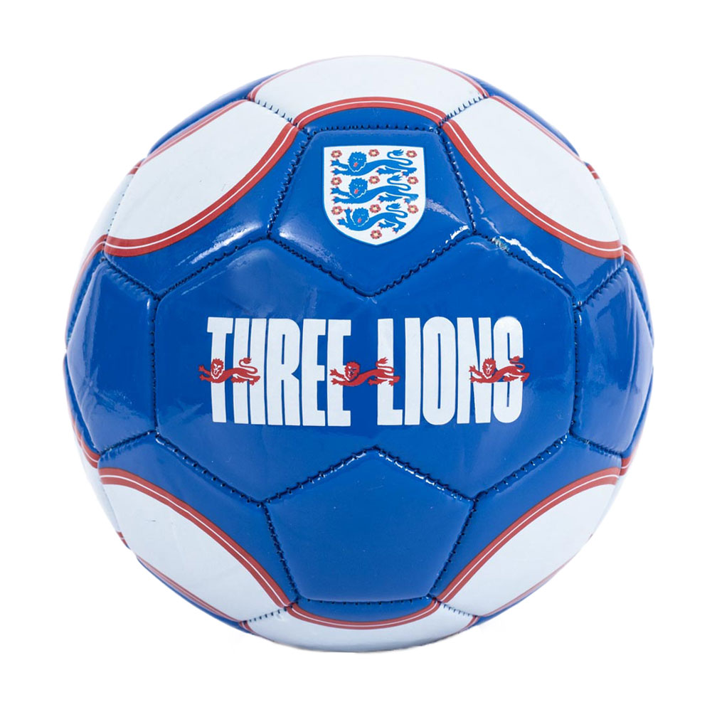 England FA Three Lions 30 panel blue and white PVC skill ball with an England crest and Three Lions text