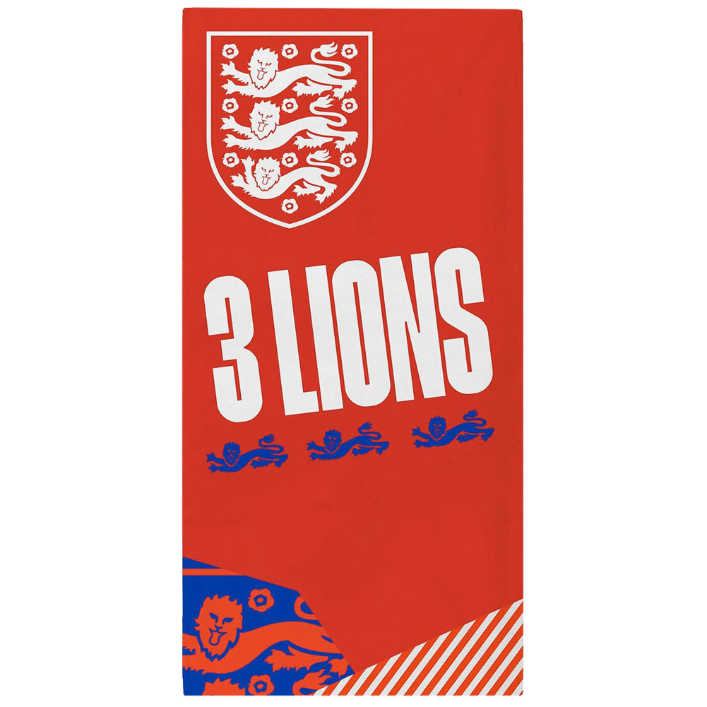England FA cotton velour beach towel with a 3 Lion design and a large England crest