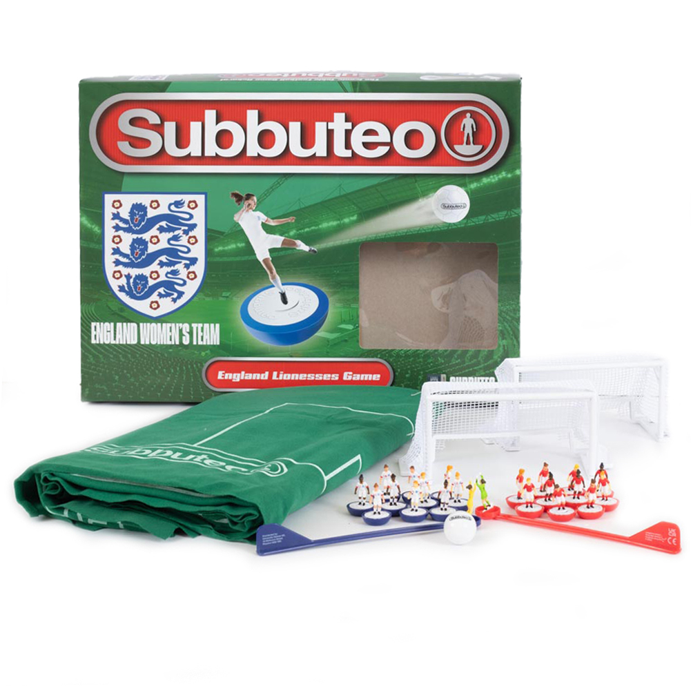 England Lionesses edition Subbuteo main game in a display box with pitch, teams, goals and ball