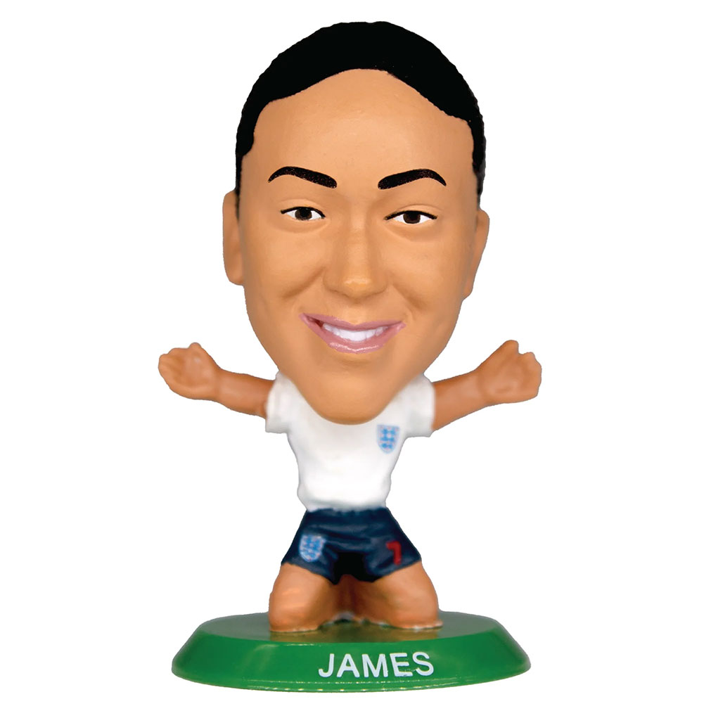 England Lionesses SoccerStarz Lauren James collectable figure in the home kit on a green base