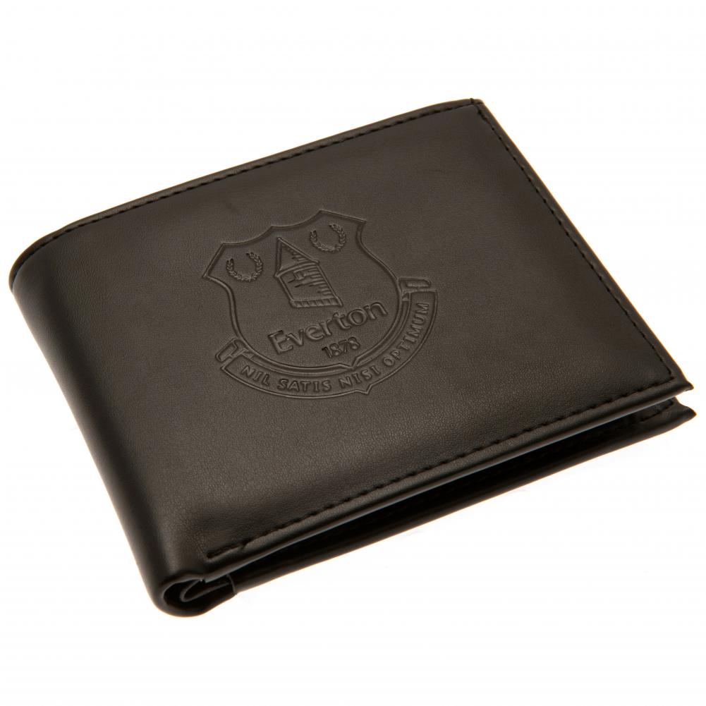 Black Everton FC PU wallet with a large debossed club crest