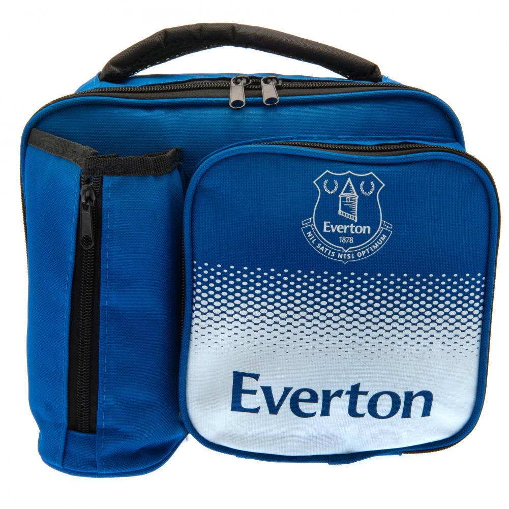 Everton FC fade design lunch bag with Everton text, club crest and carry handle