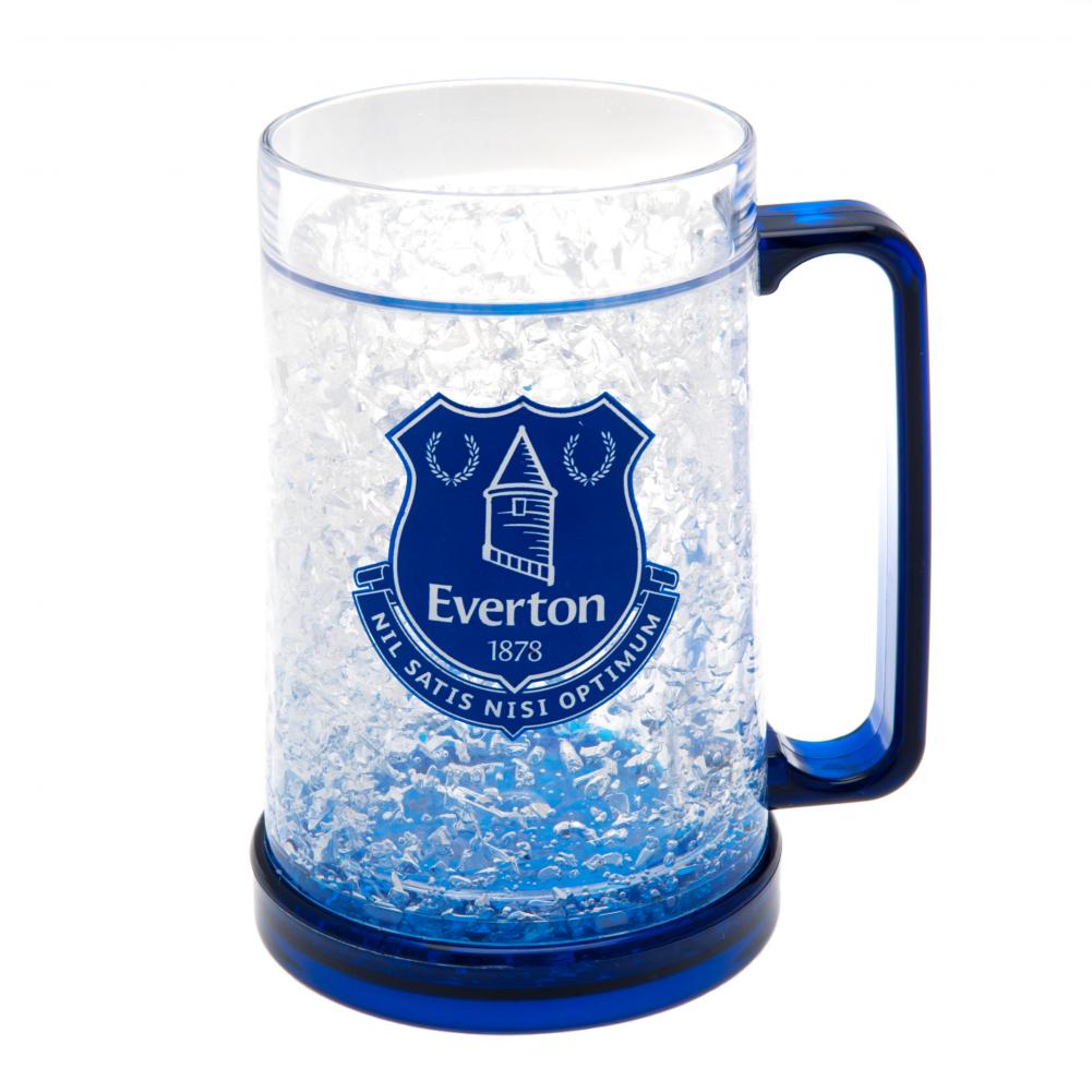 Everton FC frosted freezer mug with a blue base, blue handle and the Everton FC club crest