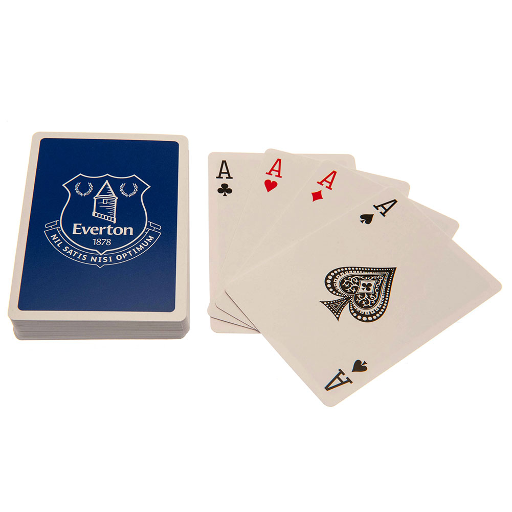 Everton FC linen playing cards in a printed card packet, each card adorned with the Everton crest