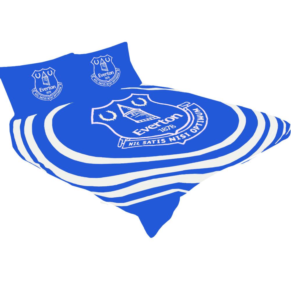 Everton FC pulse design double duvet cover with a large club crest in the centre and crest pillowcases