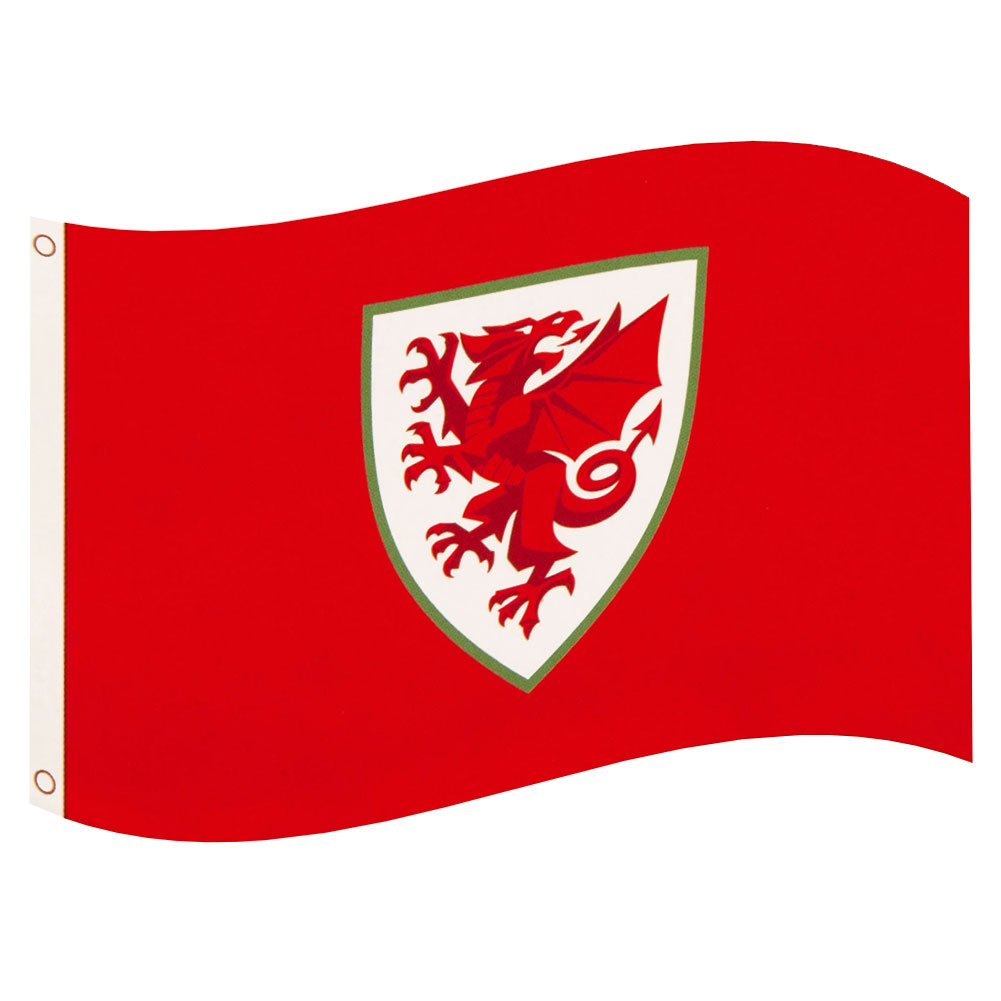 FA Wales red supporters flag with a full colour Wales crest in the centre