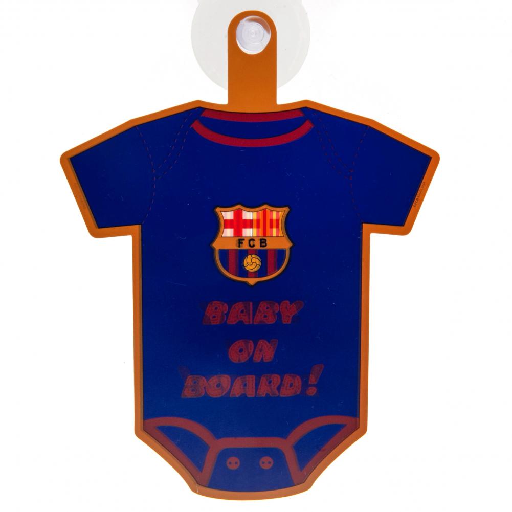 FC Barcelona blue bodysuit design baby on board sign featuring the Barca crest