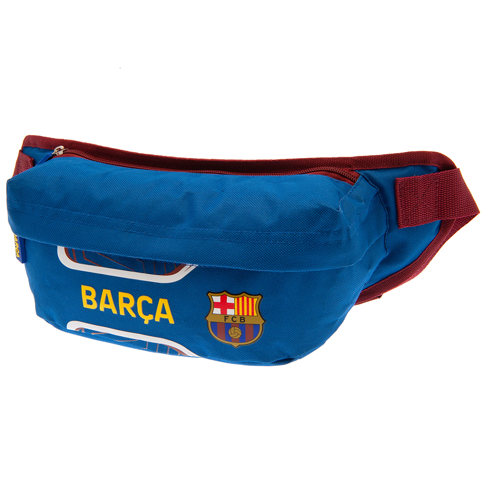 FC Barcelona Flash design cross body bag with Barca text and the club crest on the front
