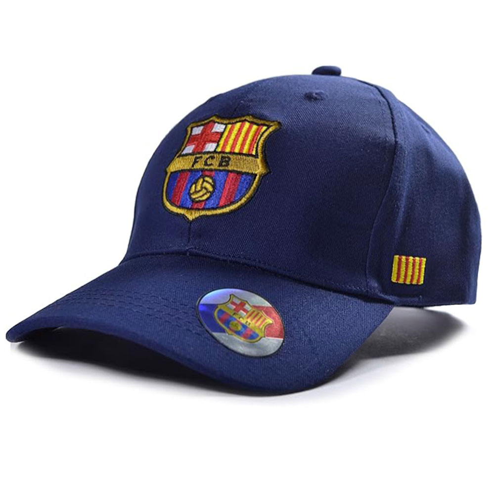FC Barcelona navy classic curved brim cap with a full colour embroidered Barca crest