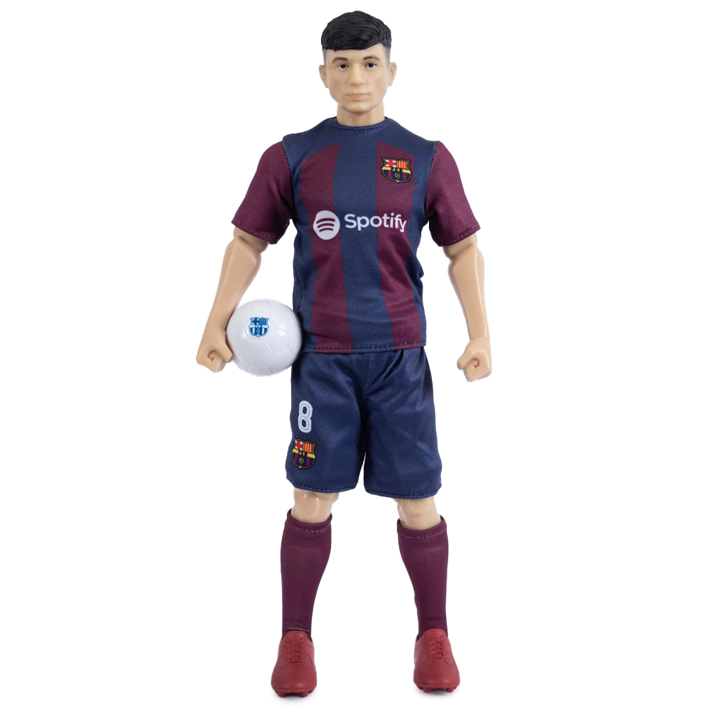 FC Barcelona Pedri 30cm 1:6 scale action figure in the Barcelona team kit with number 8, with a football