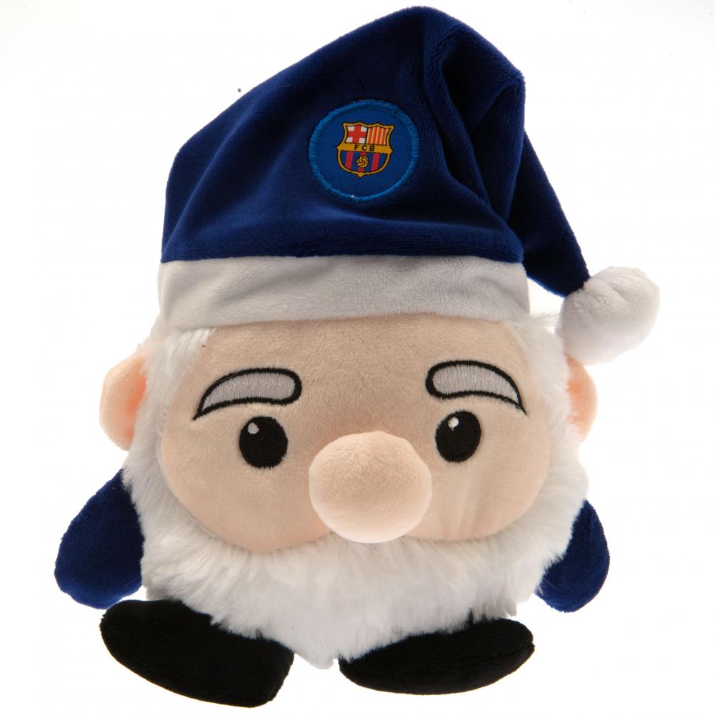 FC Barcelona plush Santa ball with a faux fur beard and a floppy hat with a crest badge and white pom pom