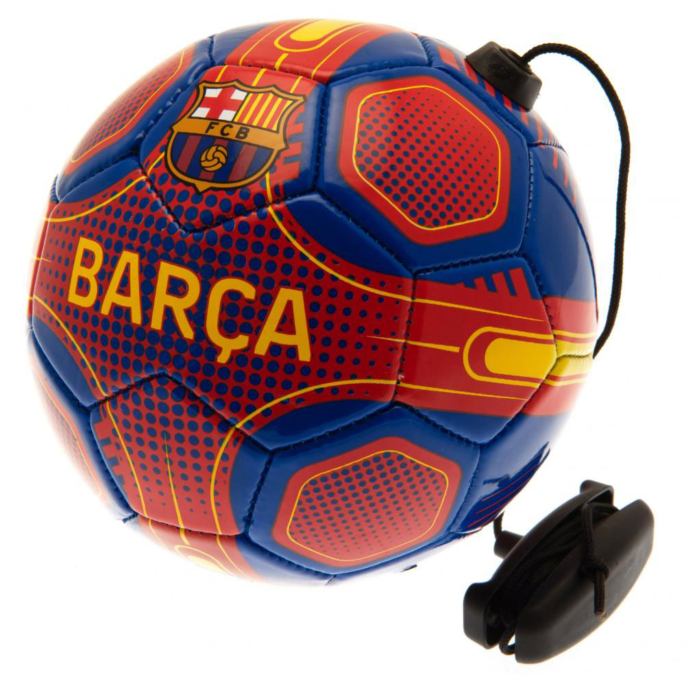 FC Barcelona blue size 2 skills trainer ball with a full colour Barca crest, red detail and cord