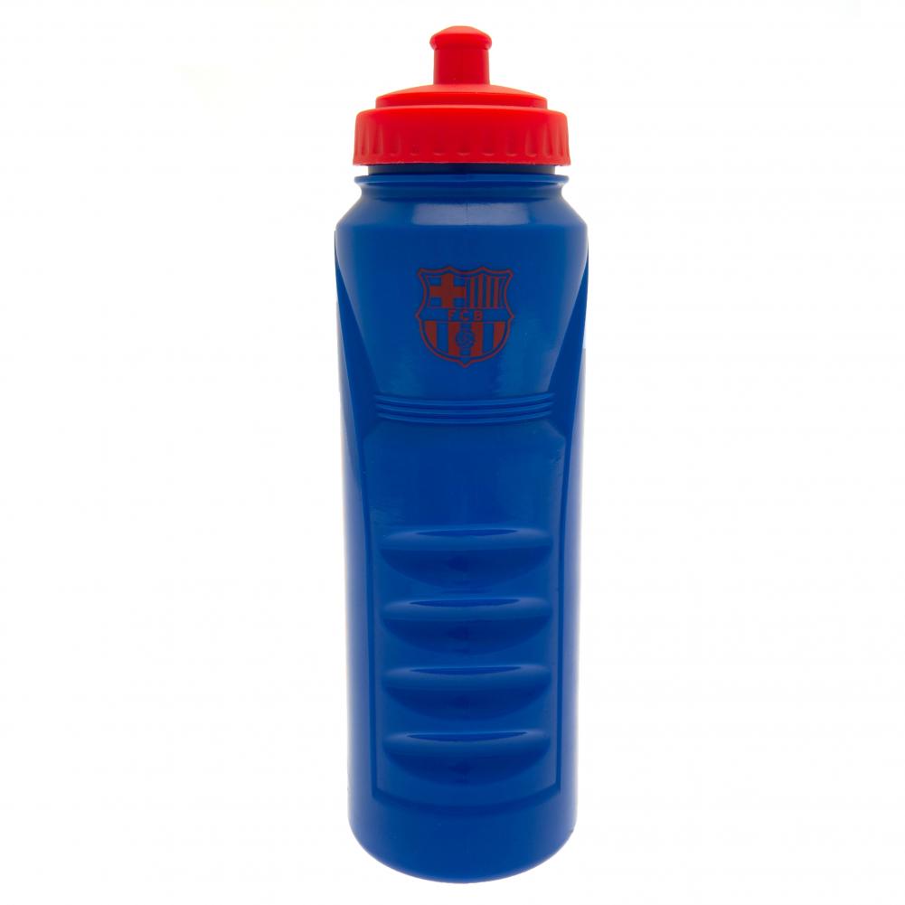 Classic blue FC Barcelona sports drinks bottle with the FCB crest and a red lid