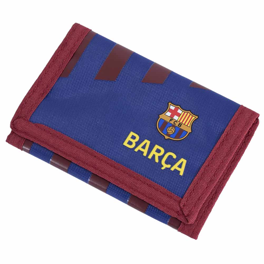 FC Barcelona Stripe design wallet featuring the full colour Barca club crest