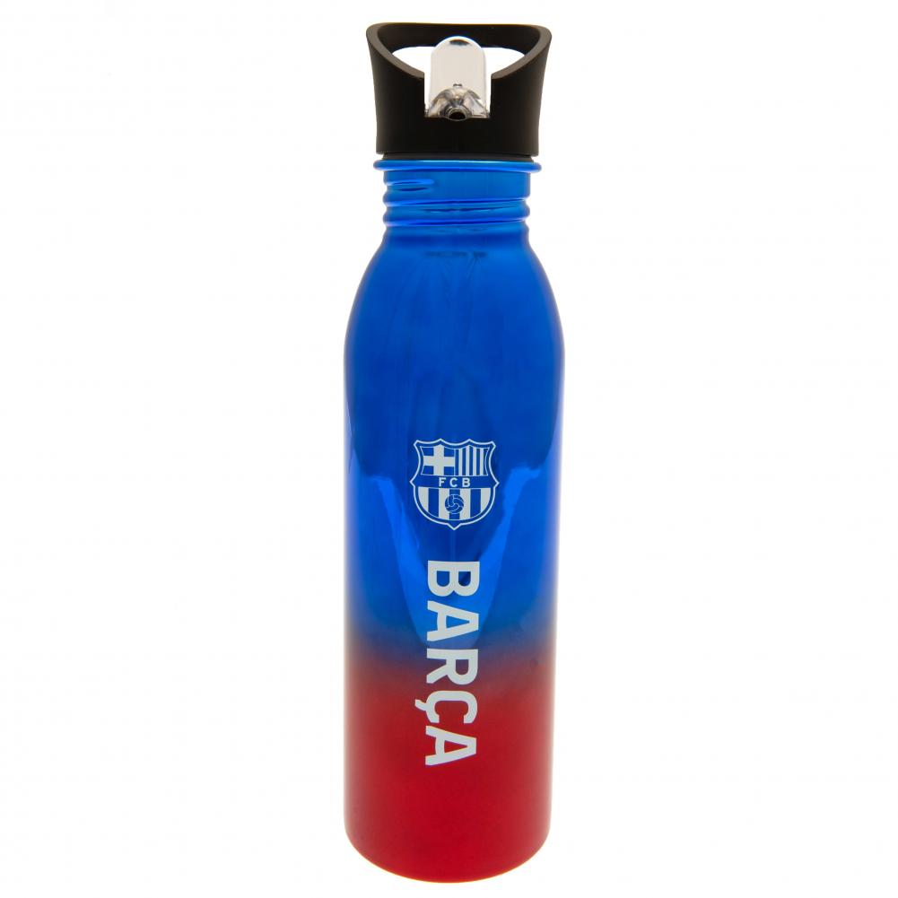 FC Barcelona stainless steel UV metallic drinks bottle with a white Barca crest and text