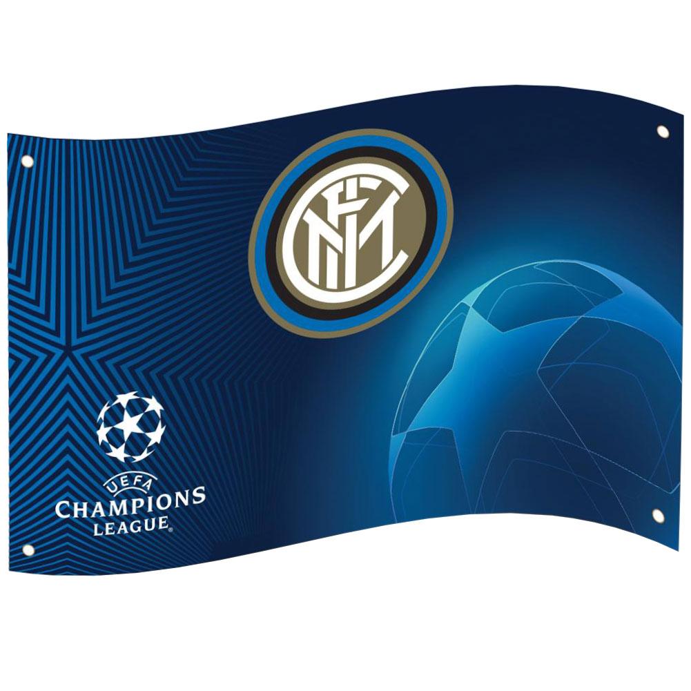 FC Inter Milan supporters flag with the Inter design and the UEFA Champions League logo