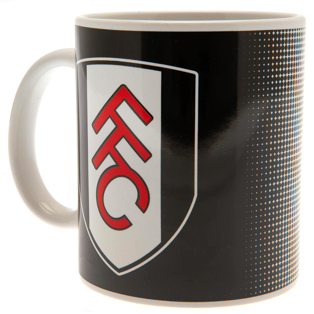 Fulham FC ceramic mug with a full colour halftone club crest and a white handle