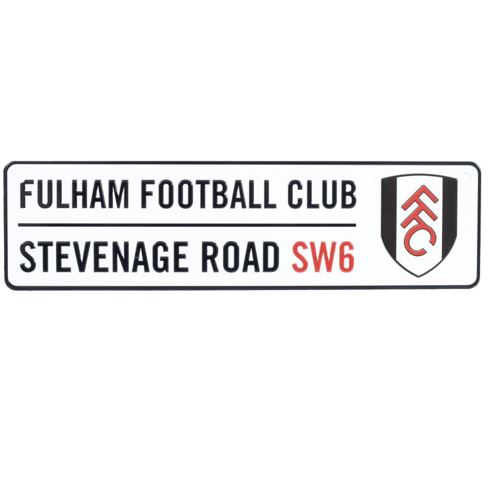 Fulham FC street sign design in stamped metal for window display