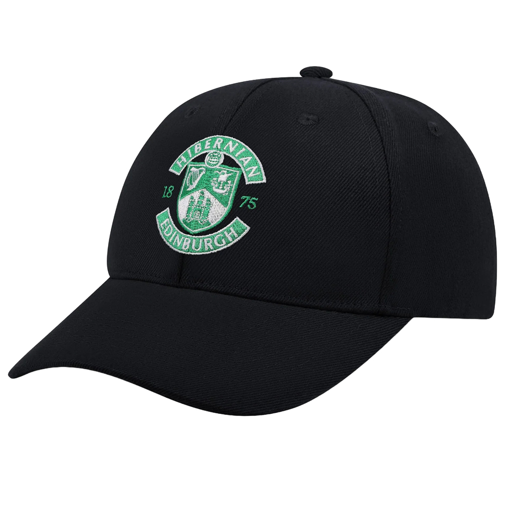 Hibernian FC black classic curved brim cap with an embroidered Hibs crest