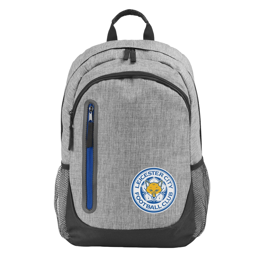 Heather grey Leicester City FC backpack featuring the Leicester crest
