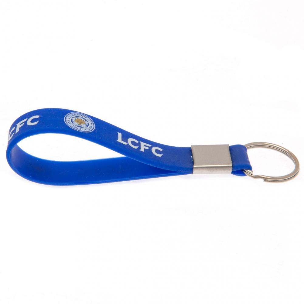 Leicester City FC royal blue silicone strap keyring with a full colour crest and LCFC text