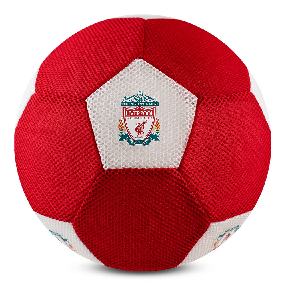 Liverpool FC red and white 14 inch mesh ball with full colour Liverpool crests