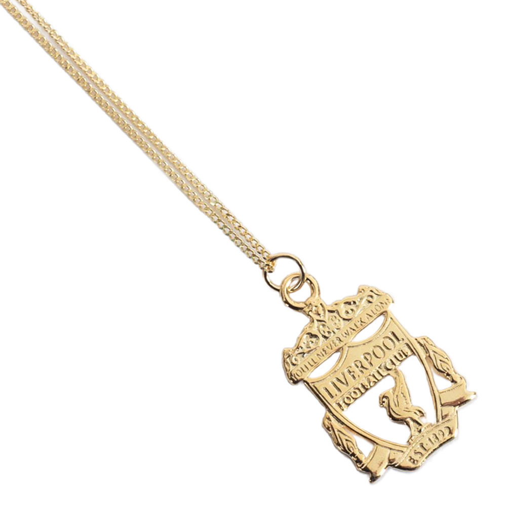 Liverpool FC crest pendant on an 18ct gold plated sterling silver chain necklace