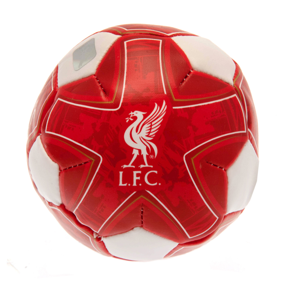 Liverpool FC red and white 4 inch textured soft ball featuring the Liverbird crest