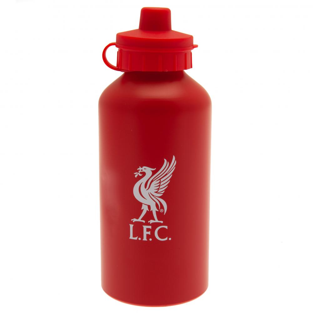 Liverpool FC matt red 500ml aluminium drinks bottle with the Liverpool crest and a flip top cap