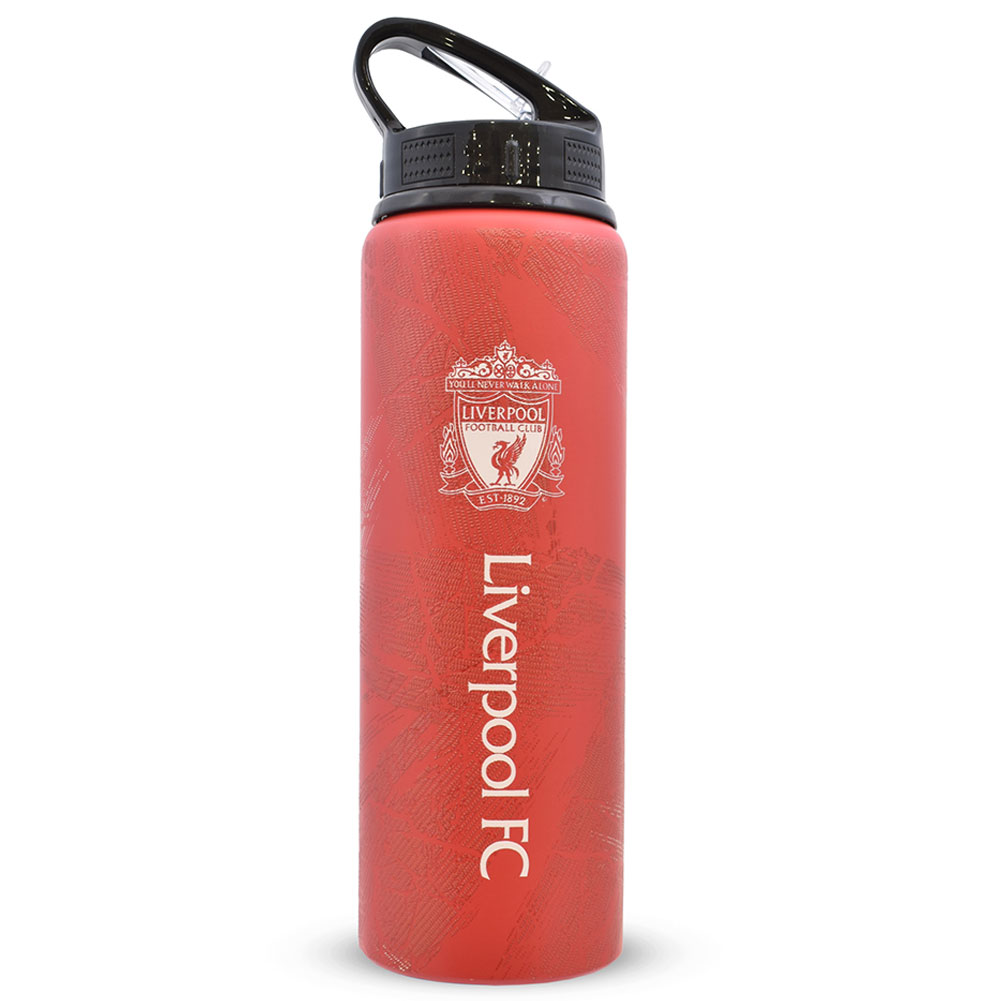 Liverpool FC 750ml HD printed aluminium drinks bottle with the Liverpool crest and text in white