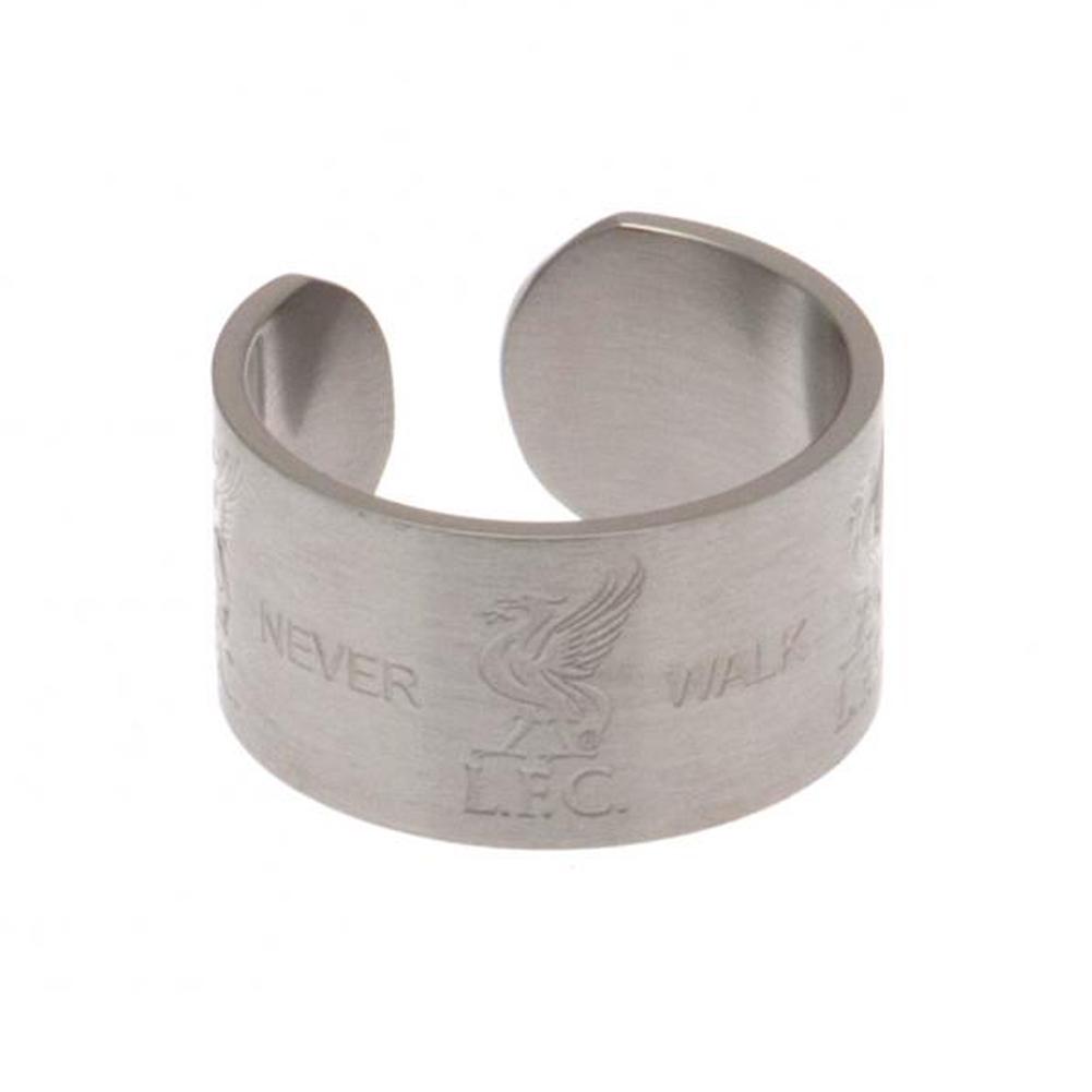 Liverpool FC stainless steel bangle style ring in large size X, engraved with the Liverpool crest