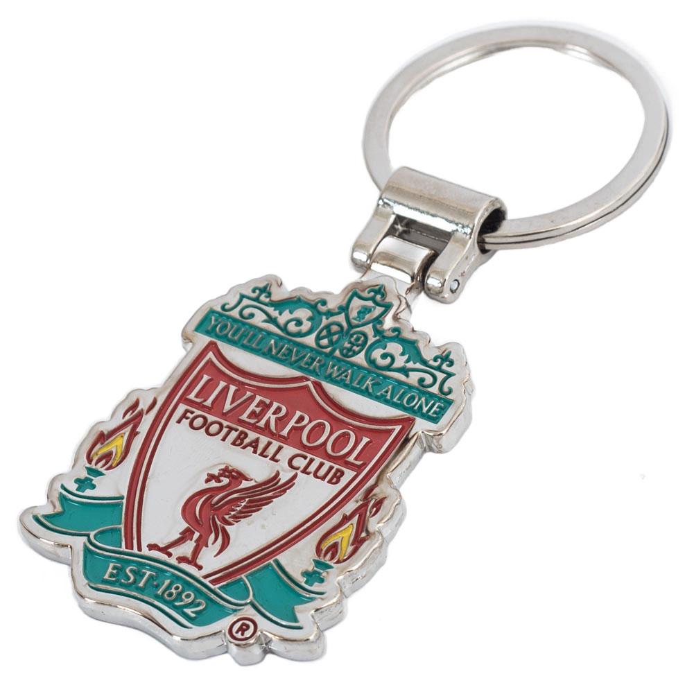 Liverpool FC crest shaped metal keyring with full colour enamel infill and a split ring