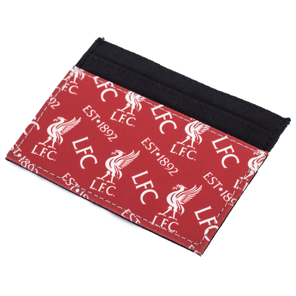 Liverpool FC brushed canvas card holder with a vibrant multi icon design and six card slots