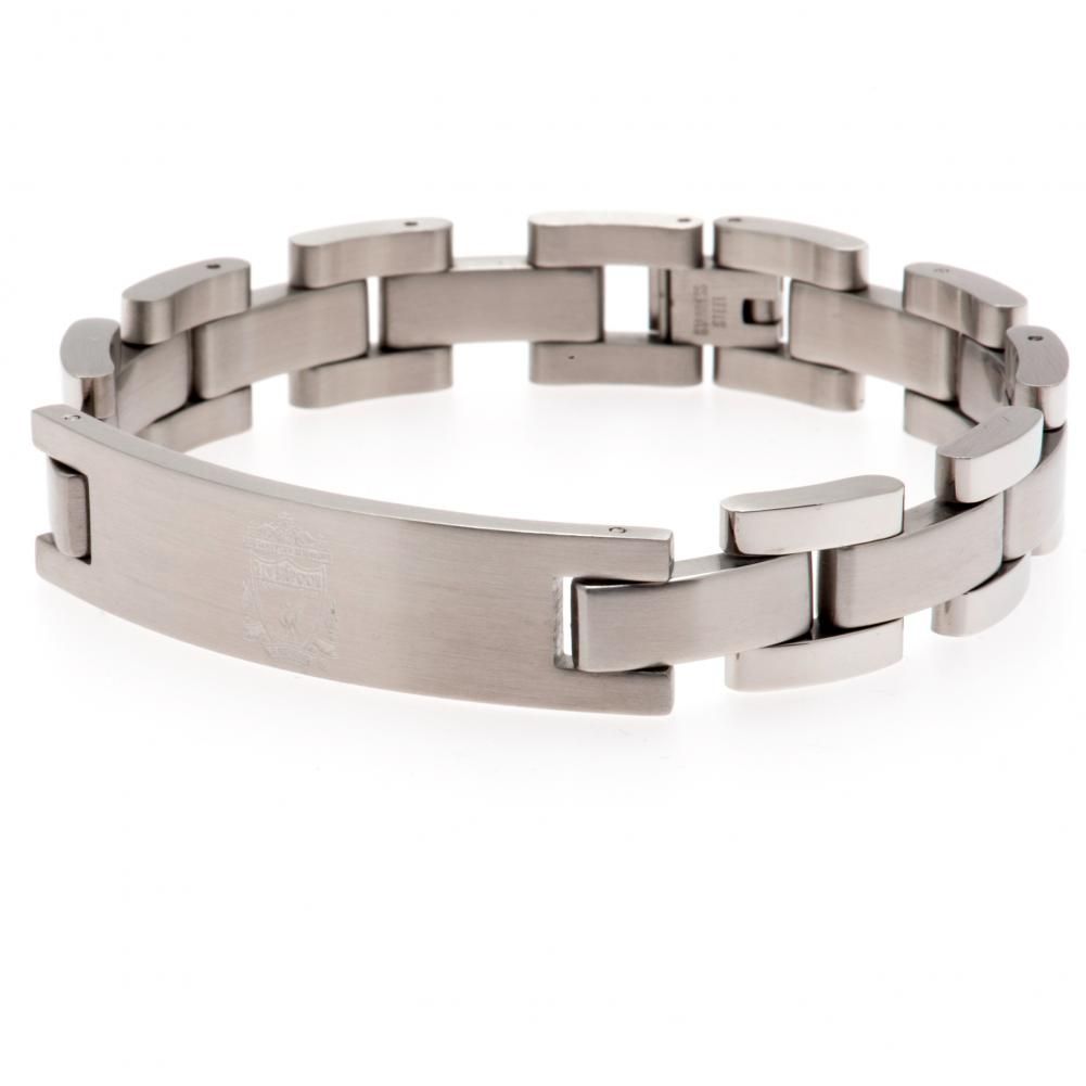 Liverpool FC classic stainless steel link bracelet featuring a club crest plate
