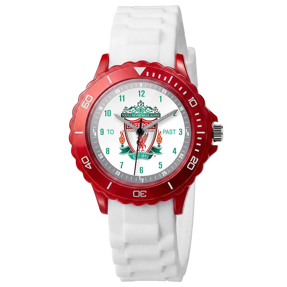 Liverpool FC junior analogue time teacher watch with an LFC crest dial and silicone strap