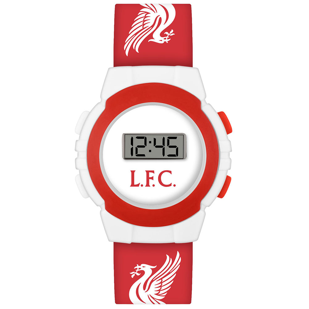 Liverpool FC junior digital watch with an LCD display and a printed silicone strap