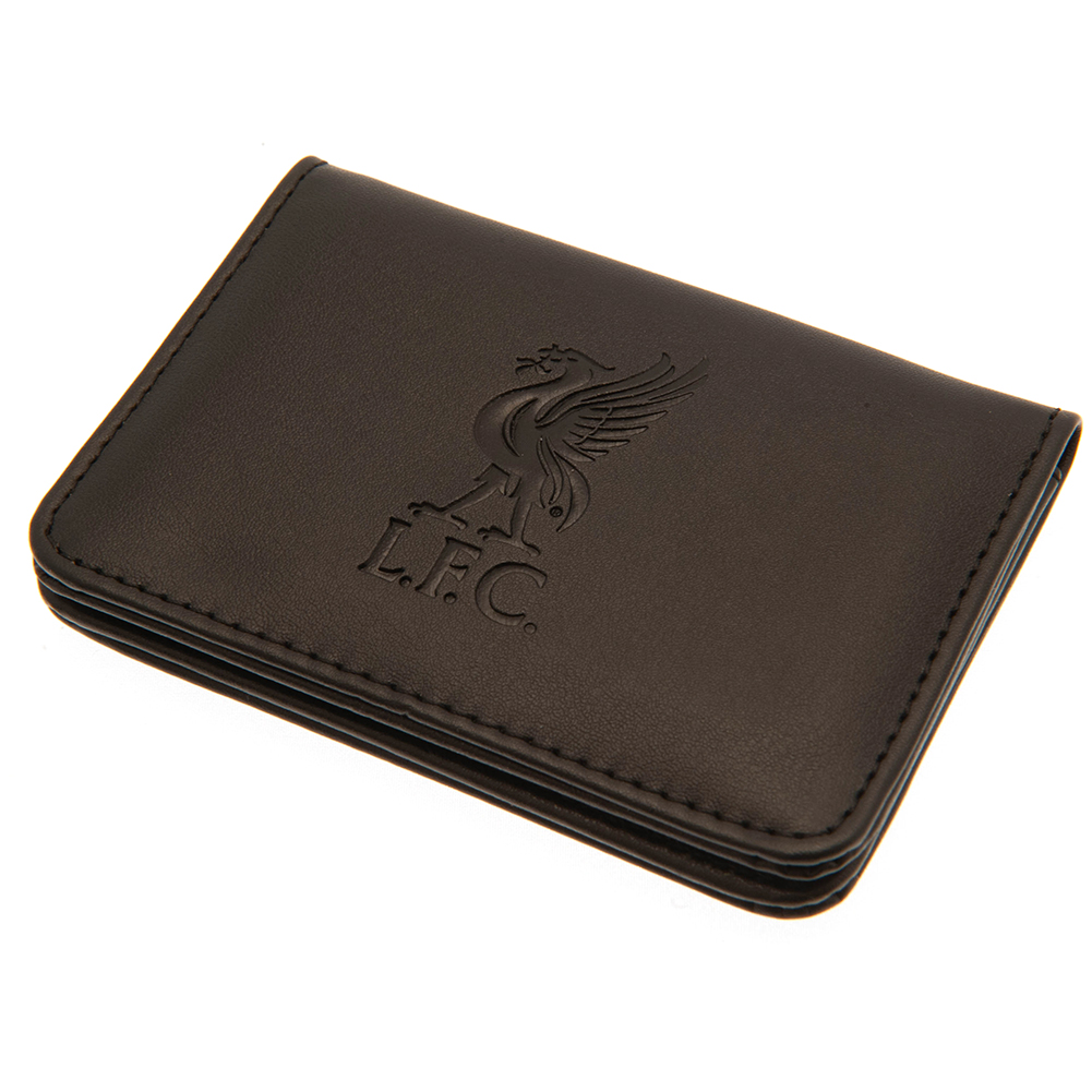 Liverpool FC luxury PU card holder with a debossed LFC Liverbird crest, clear photo pouch and card slots