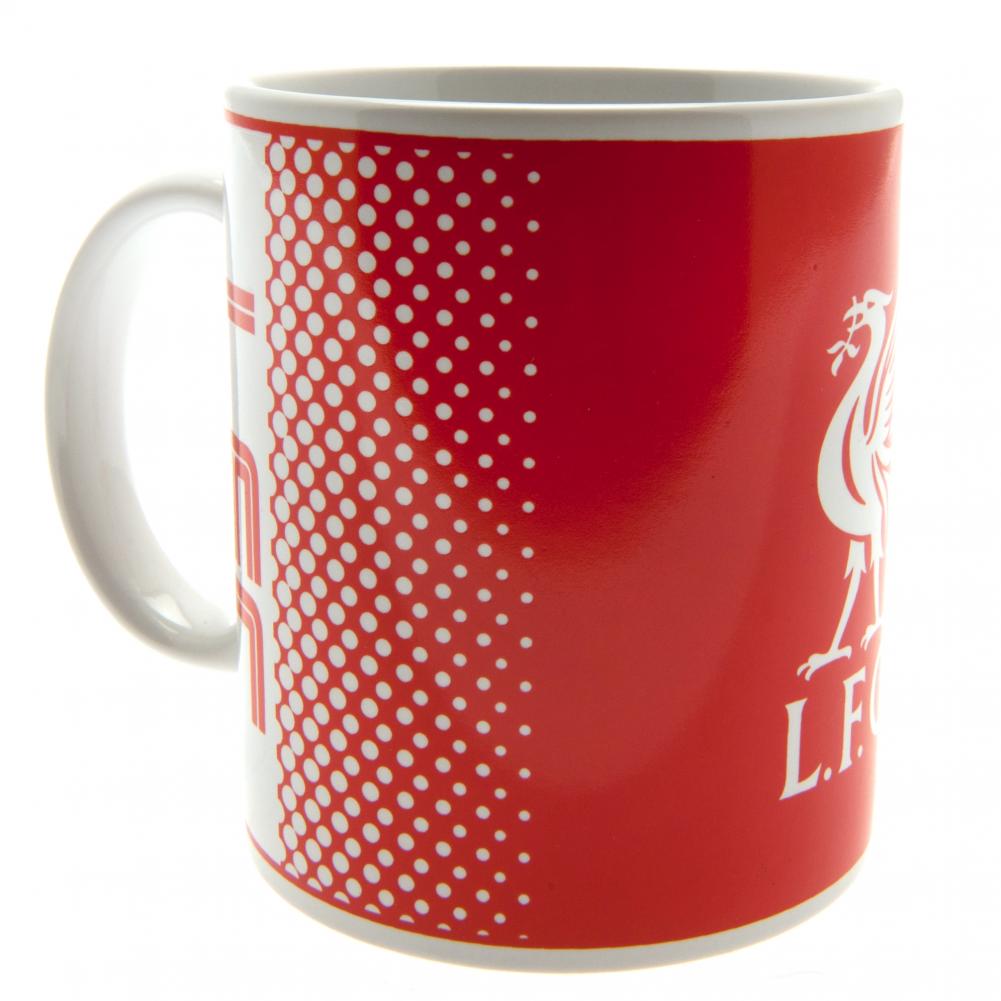Liverpool FC ceramic mug with a fade design featuring LFC text and the club crest