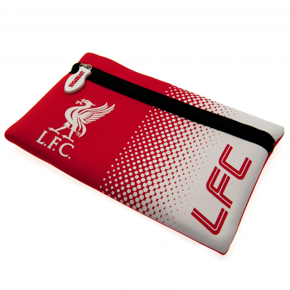 Liverpool FC neoprene zipped pencil case with a large Liverpool crest on a red and white fade design