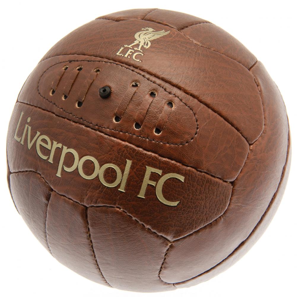 Liverpool FC faux leather effect retro Size 5 football with a gold debossed crest and text